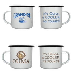 afrikaans enamel mug set