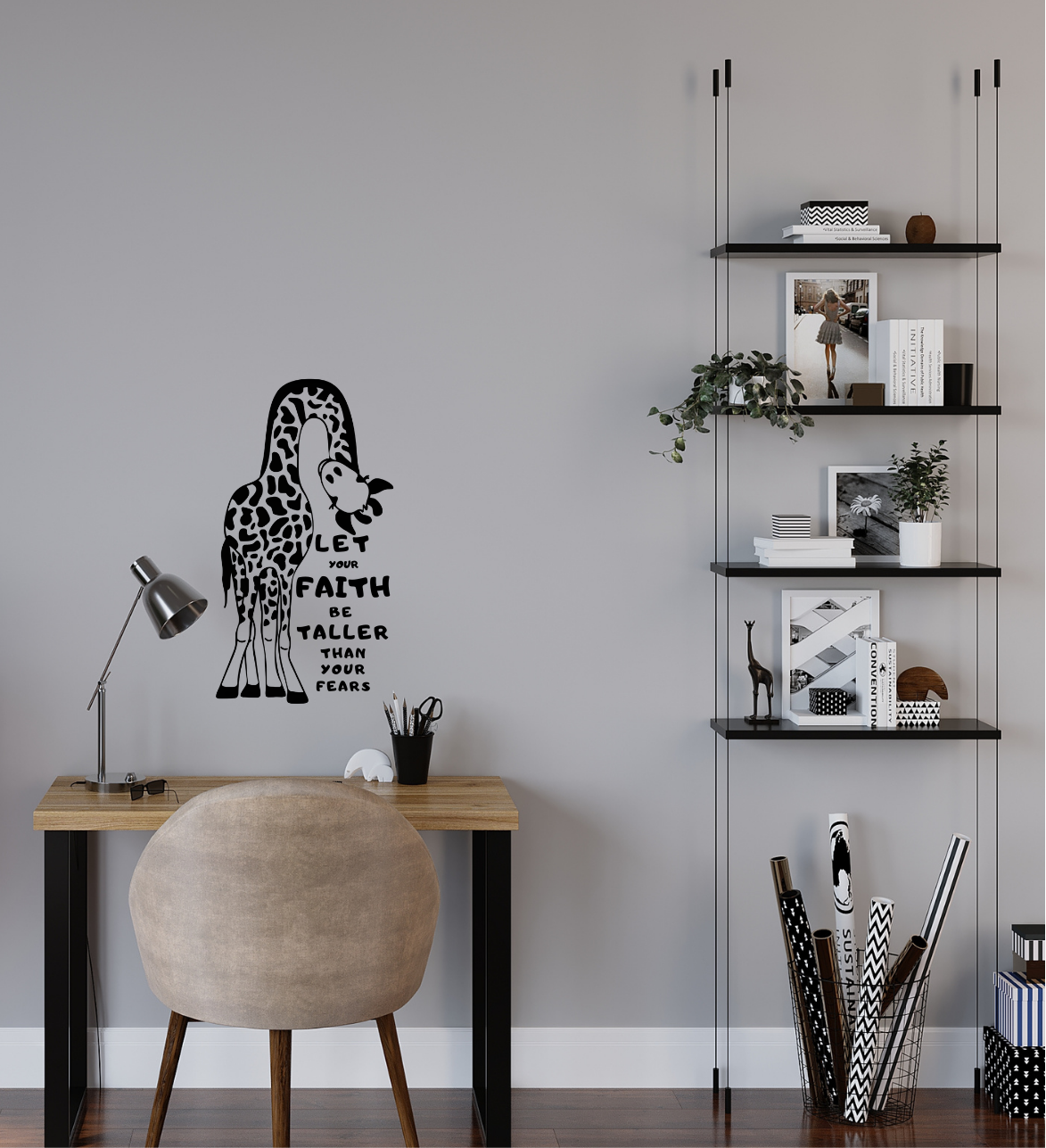 inspiring giraffe wall art: "let your faith be taller than your fears" 55 x 96cm inspiring giraffe wall art: "let your faith be taller than your fears" 55 x 96cm