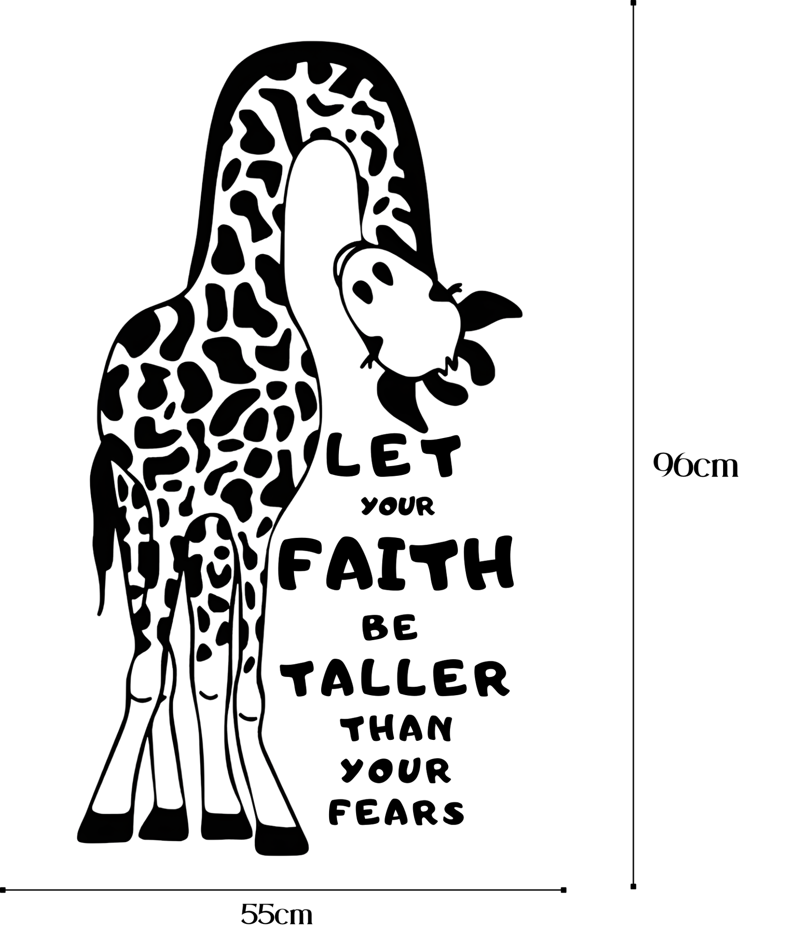 inspiring giraffe wall art: "let your faith be taller than your fears" 55 x 96cm inspiring giraffe wall art: "let your faith be taller than your fears" 55 x 96cm